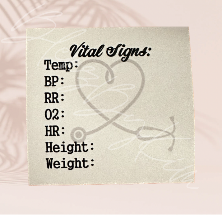 Vital Signs Sticky Notes W/ Height & Weight