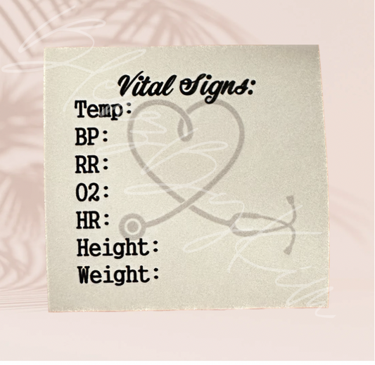 Vital Signs Sticky Notes W/ Height & Weight