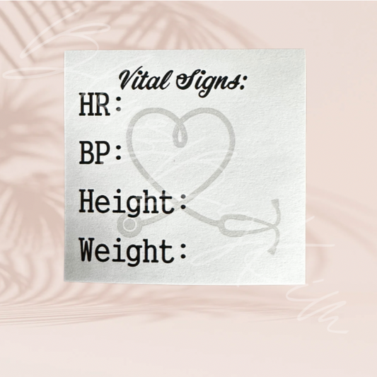 Vital Signs Sticky Notes - w/ HR,BP, Height/Weight 3" x 3"