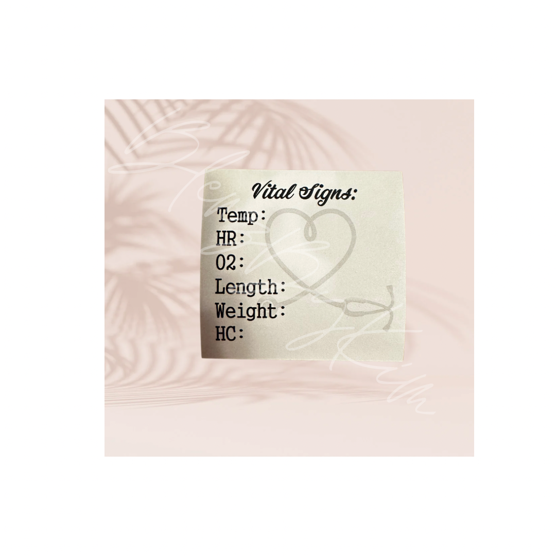 Vital Signs Sticky Notes - Infant 3" x 3"