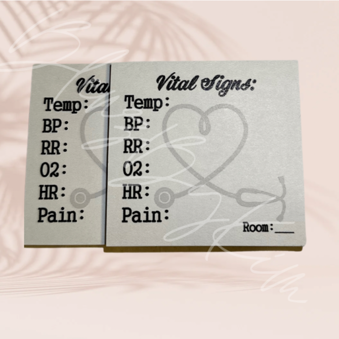 Vital Signs Sticky Notes - W/ Pain, Rm#
