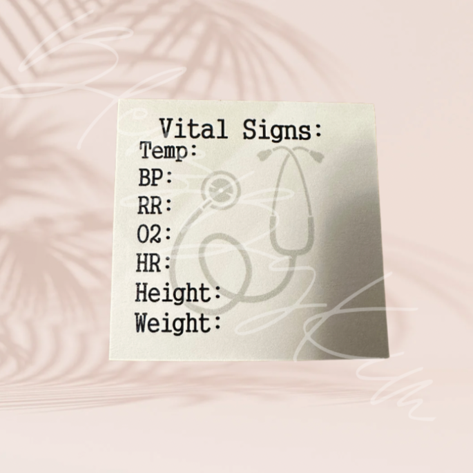 Vital Signs Sticky Notes W/ Height & Weight Simple Design
