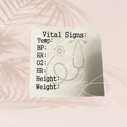 Vital Signs Sticky Notes W/ Height & Weight Simple Design