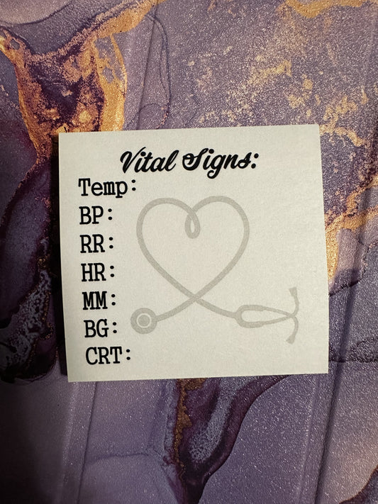 Vital Signs Sticky Notes - Vet Tech  w/ CRT 3" x 3"